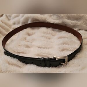 Coach Black Leather Belt with Silver Buckle